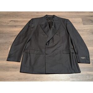 Canali Black 100% Pure Wool Double Breasted Blazer Sport Coat Made Italy 58L